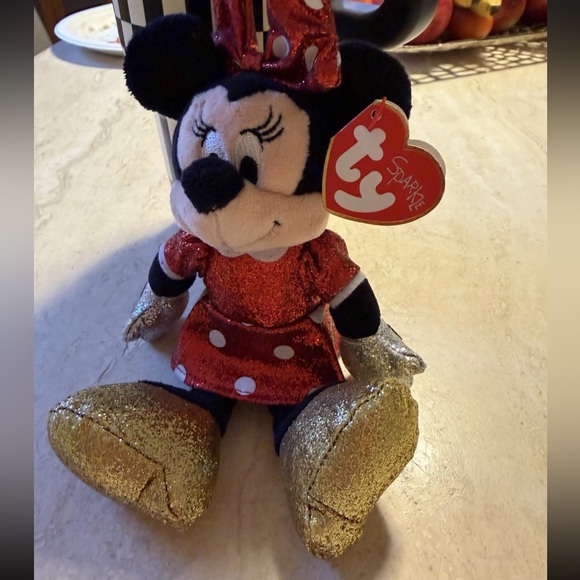 Ty Other - Ty Beanie Babies Disney Minnie Mouse Plush Red Glitter Dress Soft Toy